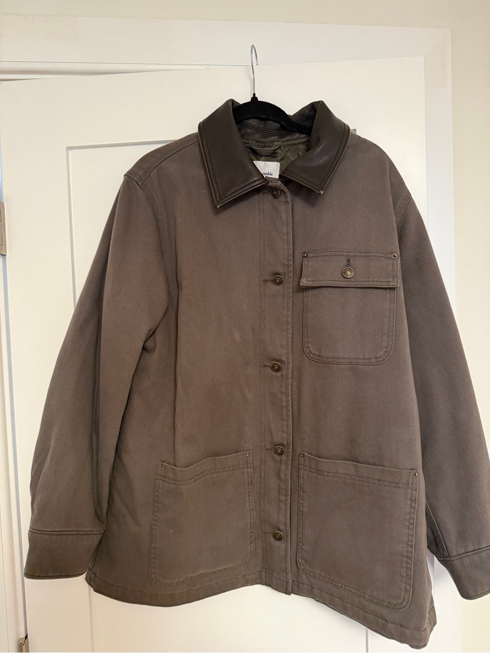 Abercrombie & Fitch Olive Utility Jacket with Contrast Collar - Picture 2 of 3
